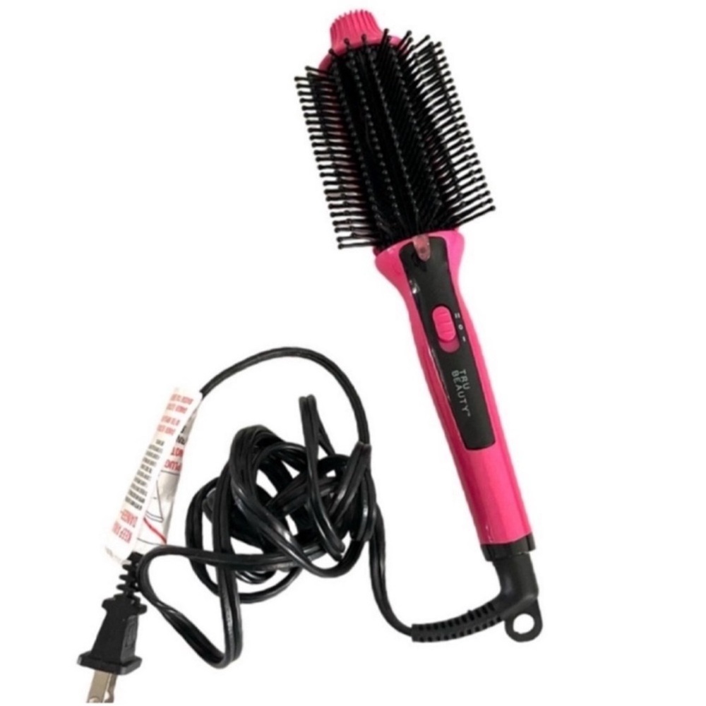 Tru Beauty Hot Styling Brush 2 in 1 Blow Dry Curl Smooth Pink Black